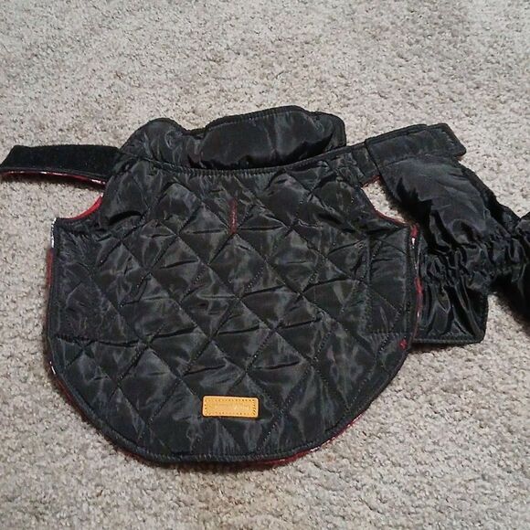 Reversible Waterproof Winter Dog Jacket Coat Plaid and solid Black Sz S NEW - Picture 6 of 7